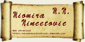 Miomira Ninčetović vizit kartica